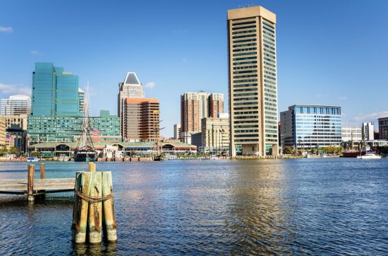 Baltimore Waterfront ona Clear Autum Day