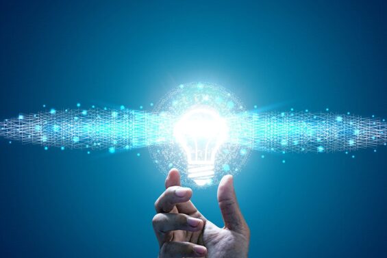 Innovative idea in businessman hand. Innovative idea concept